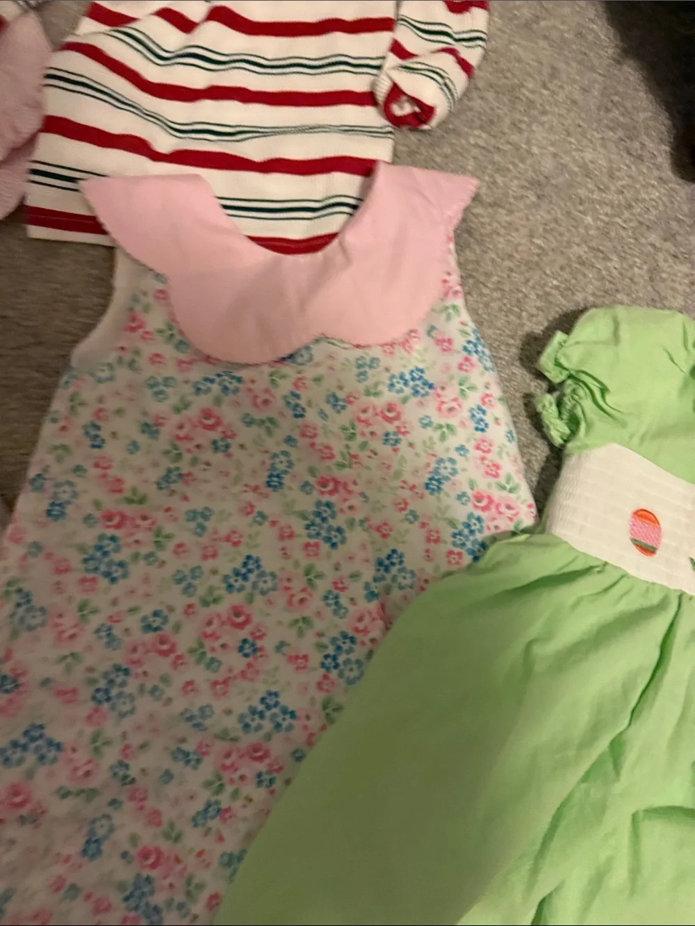 Girls Mint Green Smocked One-Piece Dress Bundle 9 items